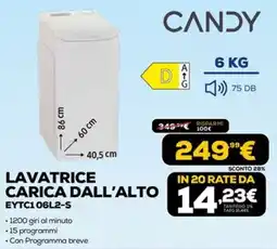 Euronics CANDY LAVATRICE CARICA DALL'ALTO EYTC1 06L2-S offerta
