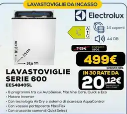 Euronics Lavastoviglie da incasso Electrolux Serie 600 offerta