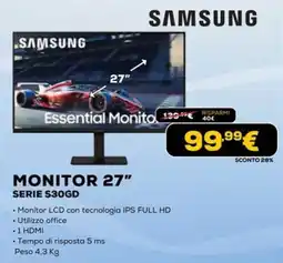 Euronics SAMSUNG MONITOR 27" SERIE S30GD offerta