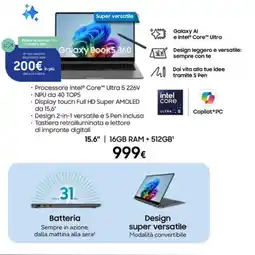 Euronics Samsung Galaxy Book5 360 offerta