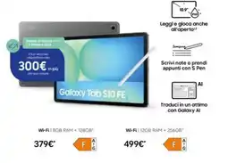 Euronics Samsung Galaxy Tab S10 FE offerta