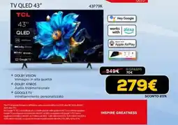 Euronics TV QLED 43" TCL offerta