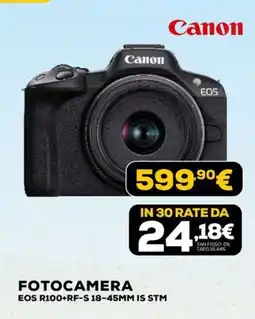 Euronics Canon FOTOCAMERA EOS R100+RF-S 18-45MM IS STM offerta