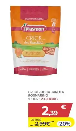 Bimbo Store Plasmon Crick dei bambini Zucca Carota Rosmarino offerta