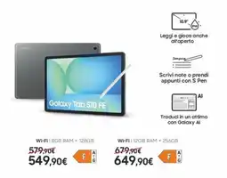 Euronics Samsung Galaxy Tab S10 FE offerta
