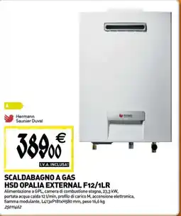 Tecnomat Scaldabagno a gas hsd opalia external F12/1LR offerta