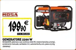 Tecnomat Mosa generatore 2200 W offerta