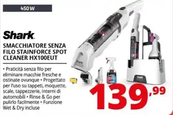 Shark SMACCHIATORE SENZA FILO STAINFORCE SPOT CLEANER HX100EUT