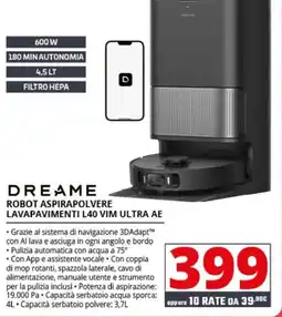 Comet DREAME ROBOT ASPIRAPOLVERE LAVAPAVIMENTI L40 VIM ULTRA AE offerta