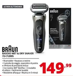 Comet BRAUN RASOIO WET & DRY SHAVER 72-C1200S offerta