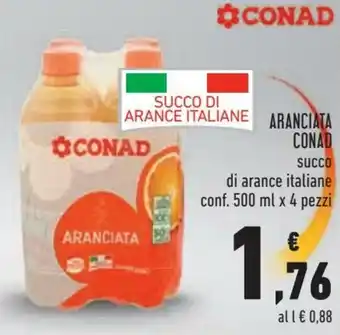 Conad Conad Aranciata Succo di arance italiane 500 ml x 4 pezzi offerta