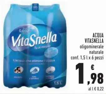 Conad Vitasnella Acqua Oligominerale Naturale 1,5L x 6 pezzi offerta