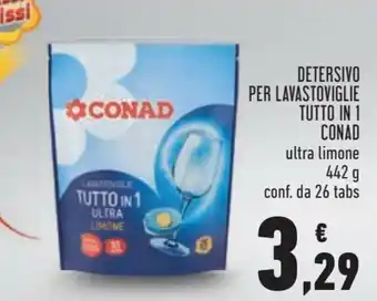 Conad Conad Detersivo Per Lavastoviglie Tutto in 1 Ultra Limone 442 g 26 tabs offerta