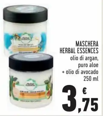Conad Maschera Herbal Essences Olio di Argan, Puro Aloe + Olio di Avocado 250 ml offerta