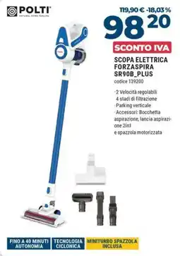 Trony Polti scopa elettrica forzaspira SR90B_PLUS offerta
