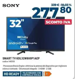 Trony Sony smart tv KDL32W800P1AEP offerta