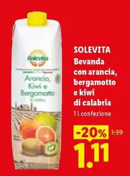 Lidl SOLEVITA Bevanda con arancia, bergamotto e kiwi di calabria offerta