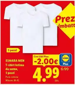 Lidl esmara MEN T-shirt intima da uomo, 3 pezzi offerta