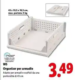 Lidl W5 Organizer per armadio offerta