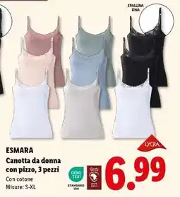 Lidl ESMARA Canotta da donna con pizzo, 3 pezzi offerta