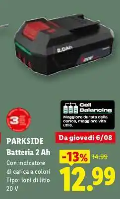 Lidl PARKSIDE Batteria 2 Ah offerta