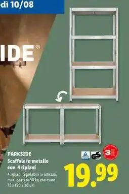 Lidl PARKSIDE Scaffale in metallo con 4 ripiani offerta