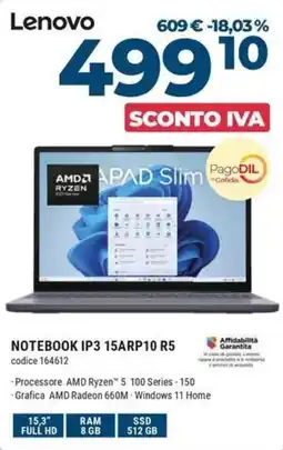 Trony Lenovo notebook IP3 15ARP10 R5 offerta