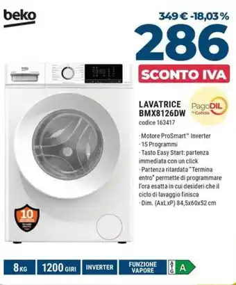 Beko lavatrice BMX8126DW