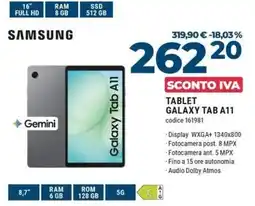 Trony Samsung tablet galaxy tab A11 offerta