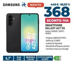 Trony Samsung smartphone galaxy A27 5G offerta
