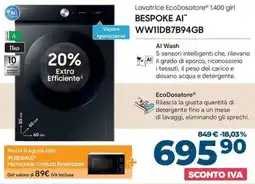 Trony Samsung bespoke ai WW11DB7B94GB offerta