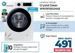 Trony Samsung lavatrice 1.400 giri WW10FG5U34AE offerta