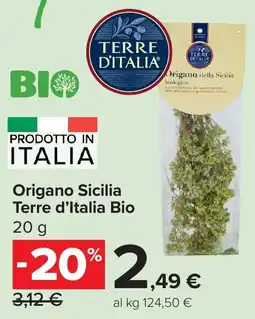 Carrefour Origano Sicilia Terre d'Italia Bio offerta