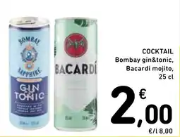 Spazio Conad Cocktail Bombay gin&tonic, Bacardi mojito offerta