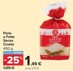 Carrefour Classic Pane a Fette Senza Crosta offerta