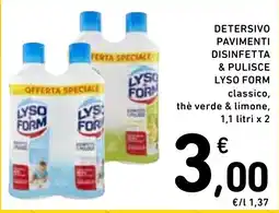 Spazio Conad Detersivo pavimenti disinfetta & pulisce Lyso Form classico offerta