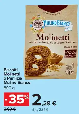 Carrefour Biscotti Molinetti o Primizie Mulino Bianco offerta