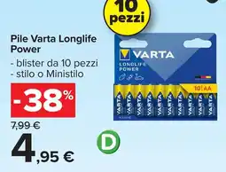 Carrefour Pile Varta Longlife Power offerta