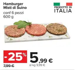 Carrefour Hamburger Misti di Suino offerta