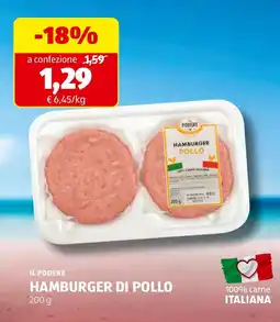 ALDI IL PODERE HAMBURGER DI POLLO offerta