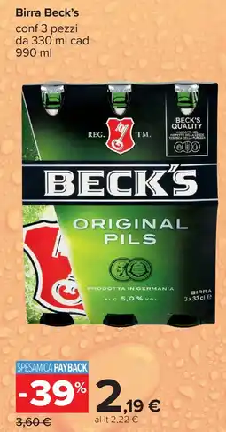 Carrefour Birra Beck's offerta
