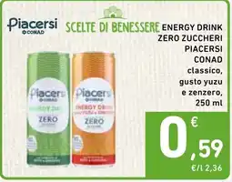 Spazio Conad ENERGY DRINK ZERO ZUCCHERI PIACERSI CONAD offerta