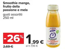 Carrefour Smoothie mango, frutto della passione e mela Innocent offerta