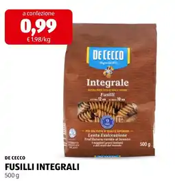 ALDI DE CECCO FUSILLI INTEGRALI offerta