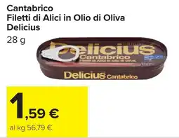 Carrefour Delicius Cantabrico Filetti di Alici in Olio di Oliva offerta