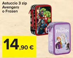 Carrefour Astuccio 3 zip Avengers o Frozen offerta