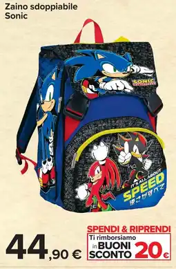 Carrefour Zaino sdoppiabile Sonic offerta