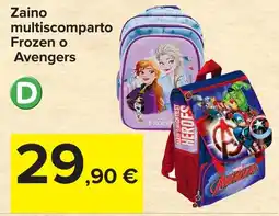 Carrefour Zaino multiscomparto Frozen o Avengers offerta