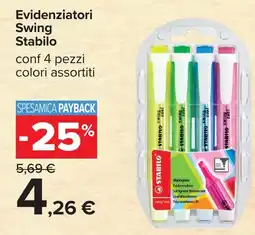 Carrefour Evidenziatori Swing Stabilo offerta