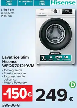 Carrefour Lavatrice Slim Hisense offerta